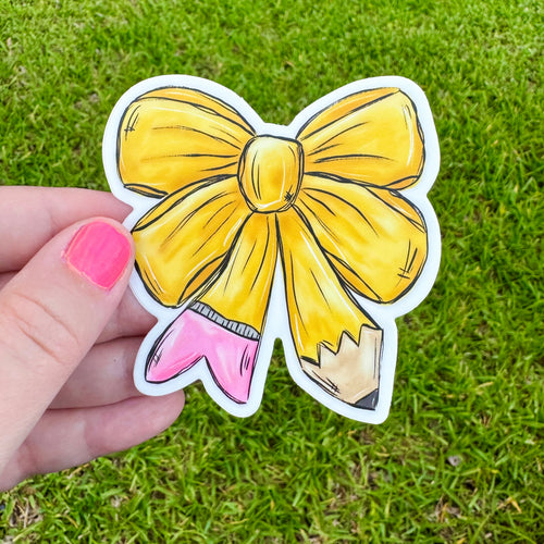 Teacher Pencil Bow Sticker