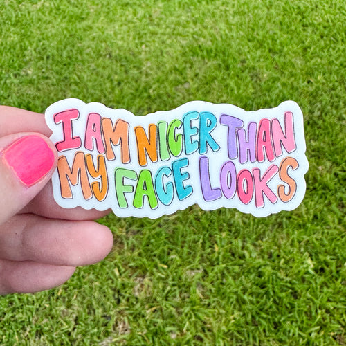 I Am Nicer Than My Face Looks Sticker