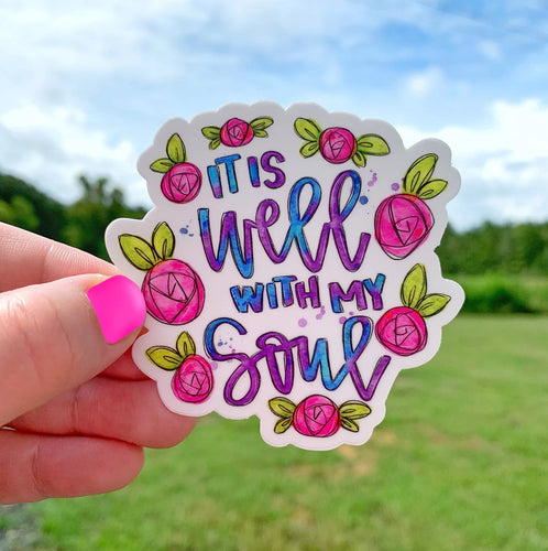 It Is Well With My Soul Watercolor Florals Sticker