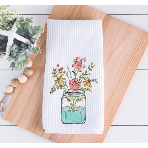 Jar Of Spring Flowers Kitchen Towel