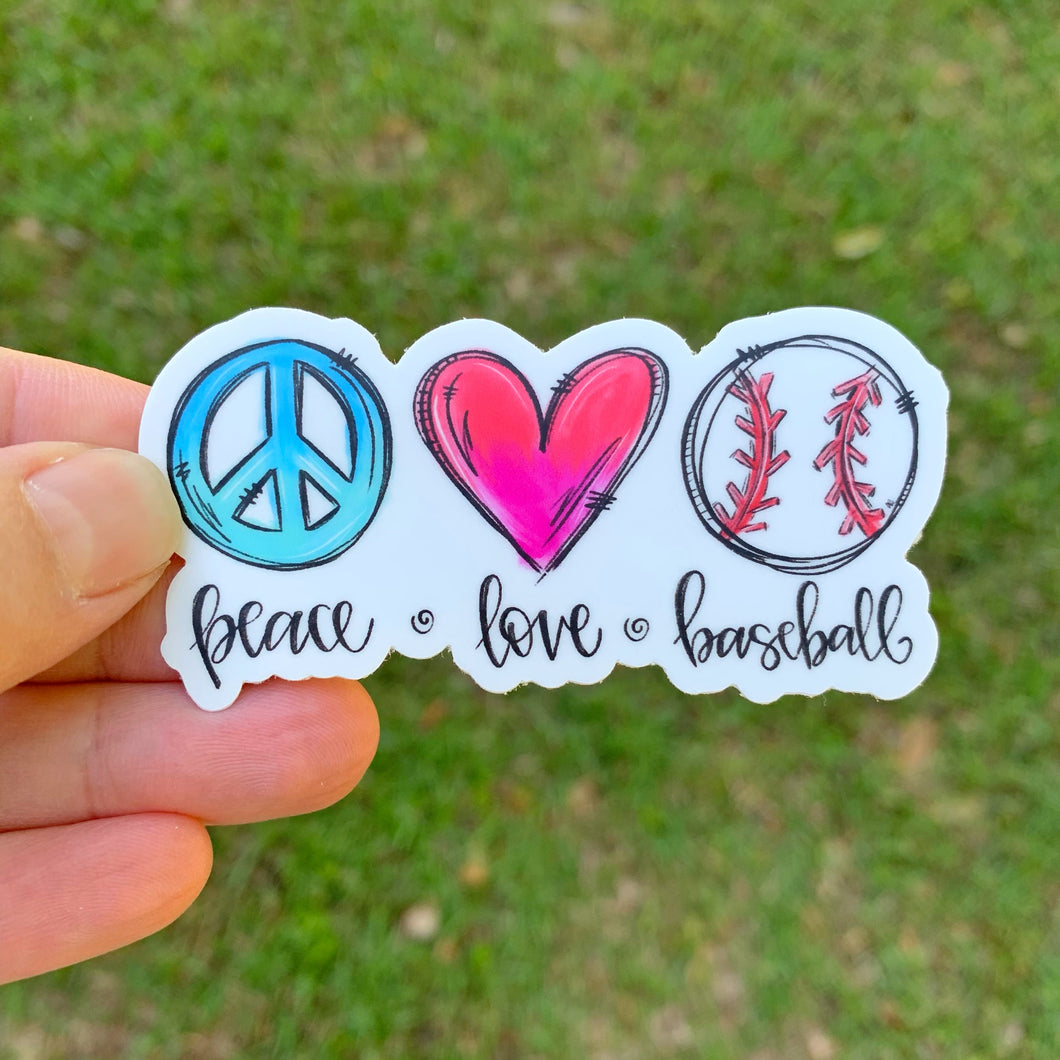 Peace Love Baseball Sticker