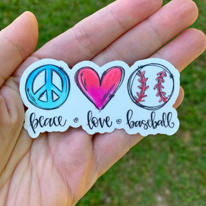 Peace Love Baseball Sticker