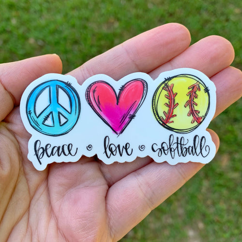 Peace Love Softball Sticker