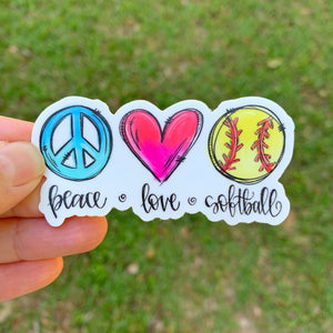 Peace Love Softball Sticker