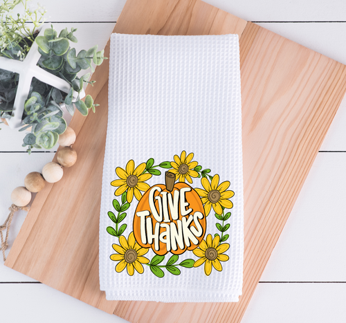 Give Thanks Pumpkin Kitchen Towel