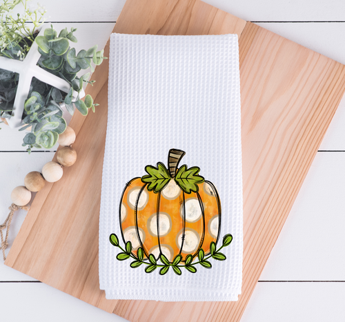 Polka Dot Pumpkin Kitchen Towel