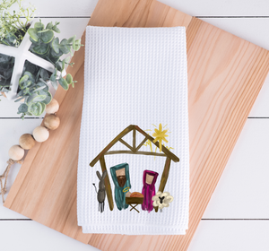 Painted Manger Christmas Kitchen Towel