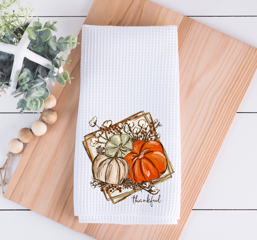 Thankful Chalk Pumpkins Kitchen Towel