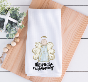 Glory To The Newborn King Painted Angel Kitchen Towel