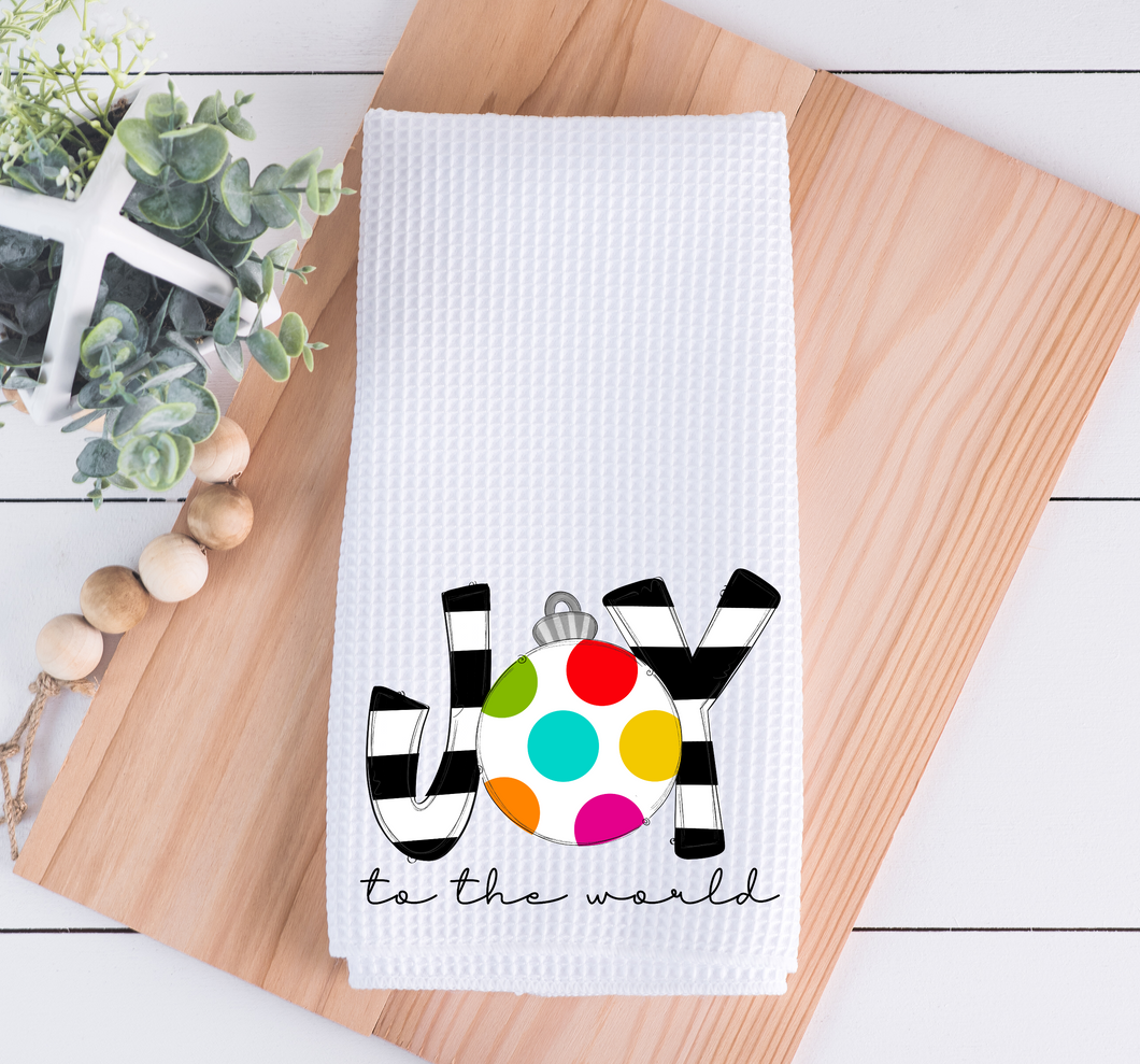 Joy To The World Colorful Christmas Kitchen Towel
