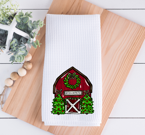 Christmas Barn Kitchen Towel