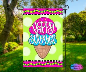 Happy Summer Ice Cream Garden Flag