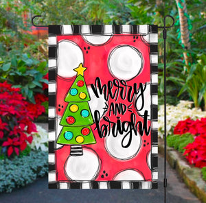 Merry And Bright Christmas Tree Garden Flag