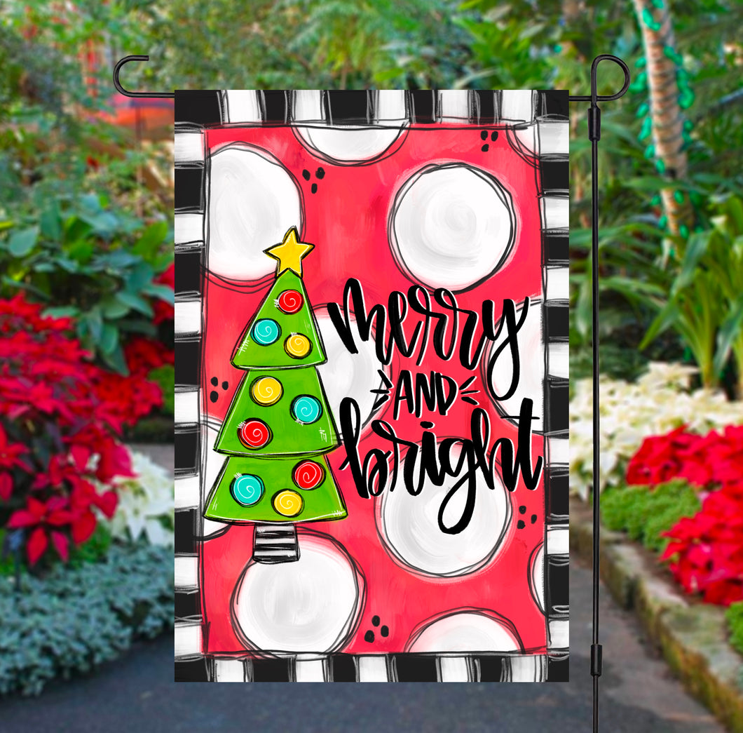 Merry And Bright Christmas Tree Garden Flag