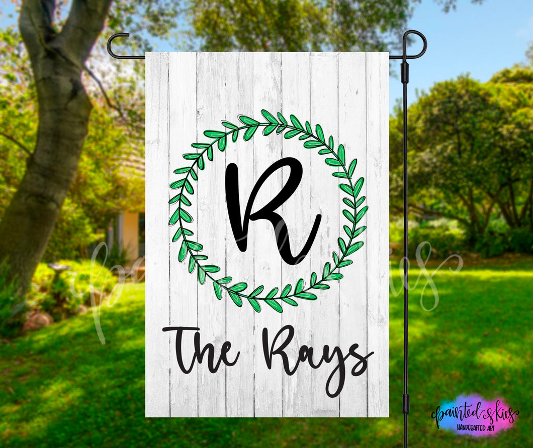 Personalized Initial and Last Name Garden Flag