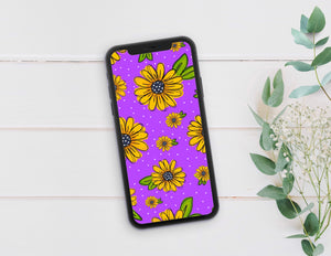 Purple Yellow Daisy Phone Wallpaper