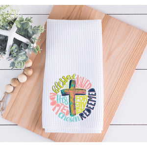 Easter Cross Collage Kitchen Towel