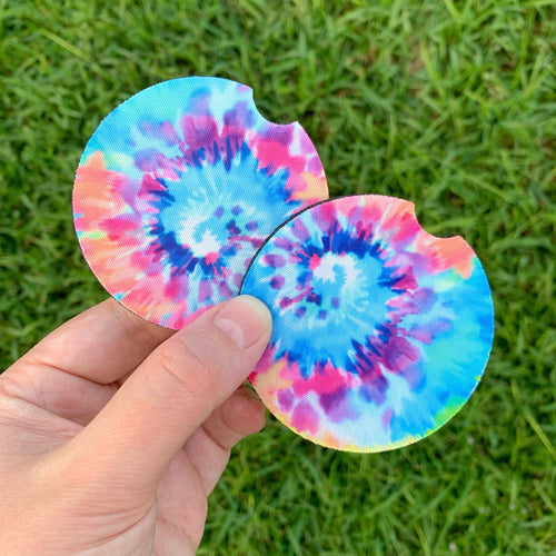 Splotchy Tie Dye Car Coasters
