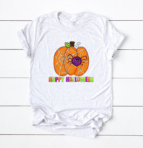 Happy Halloween Pumpkin with Spider Youth Tee