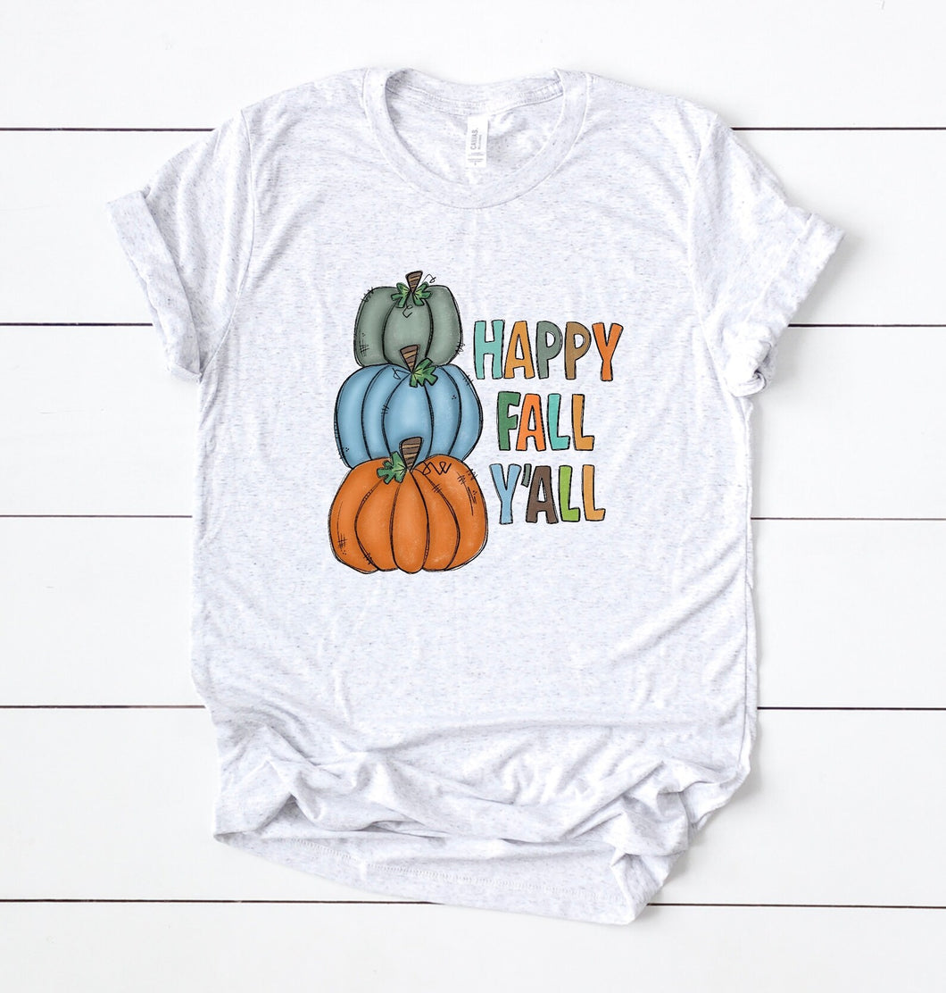 Happy Fall Y'all Pumpkin Stack Youth Tee