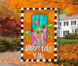 Happy Fall Y’all Scarecrow Garden Flag