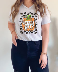 Happy Fall Pumpkin with Leopard Background Tee