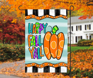 Happy Fall Y'all Whimsical Pumpkin Garden Flag