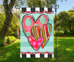 Whimsical Hearts Valentine's Day Garden Flag