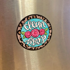 Clean Dirty Floral Leopard Dishwasher Magnet