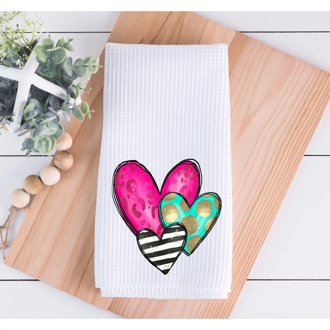 Whimsical Hearts Valentine Kitchen Towel