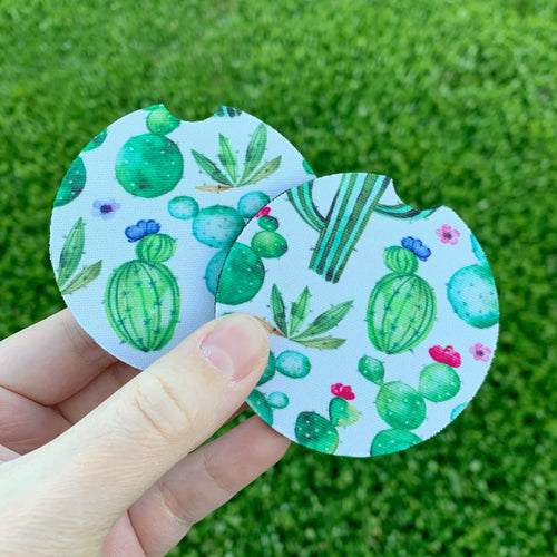 Watercolor Cactus Car Coasters