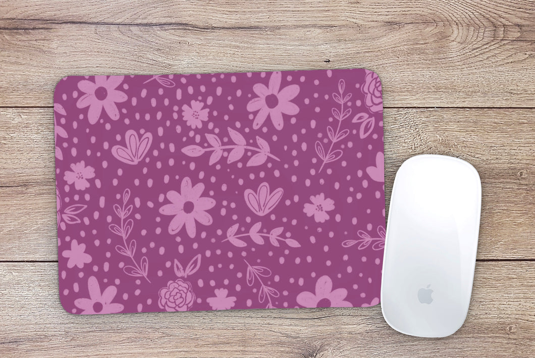 Purple Sketch Floral Mouse Pad