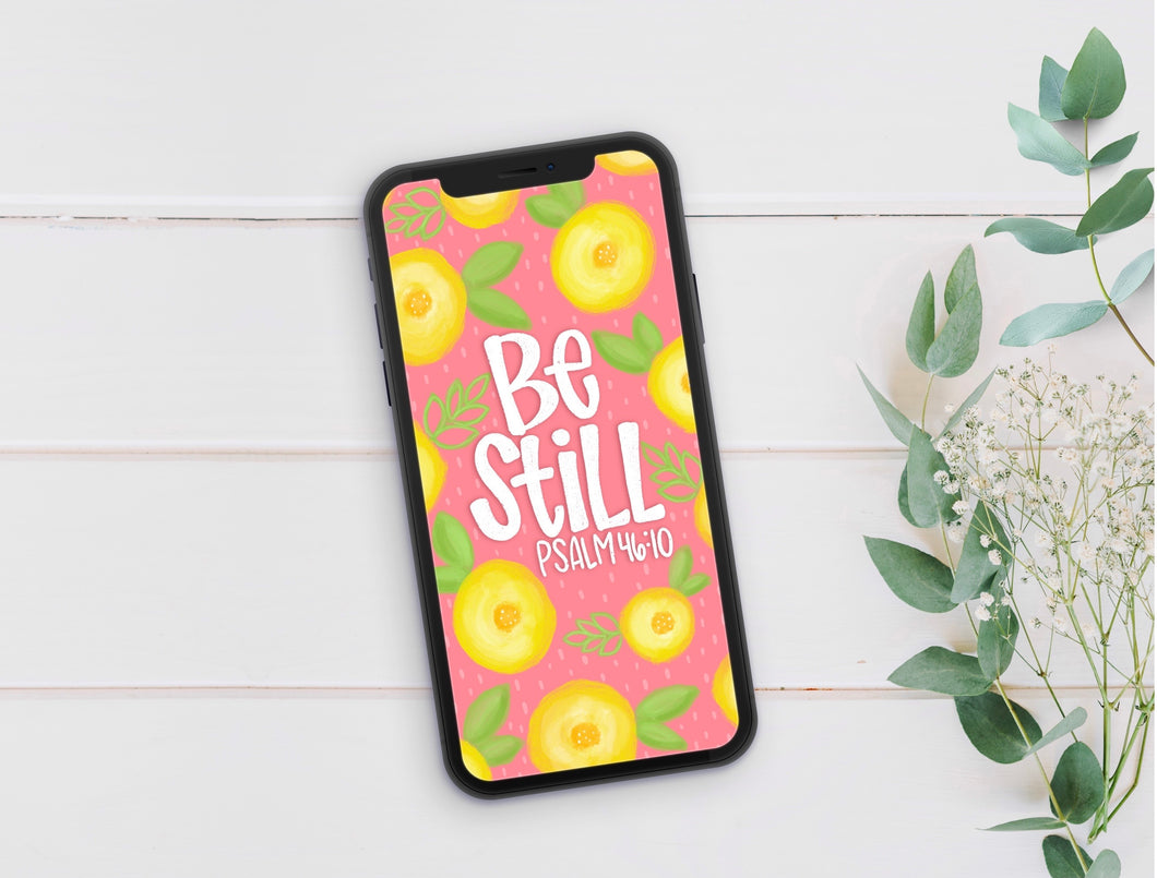 Be Still And Know Yellow Floral Phone Wallpaper