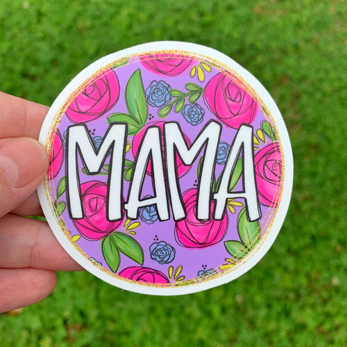 Mama Purple Floral Sticker