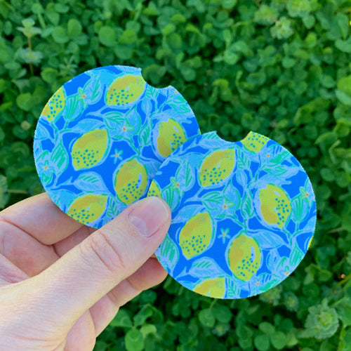 Blue Lemon Car Coasters