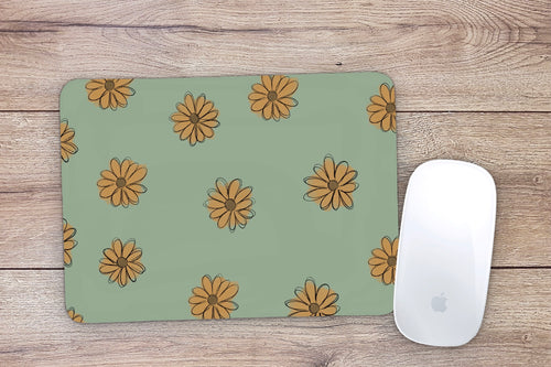 Green Boho Daisy Mouse Pad