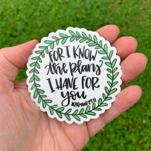 For I Know The Plans Laurel Wreath Sticker