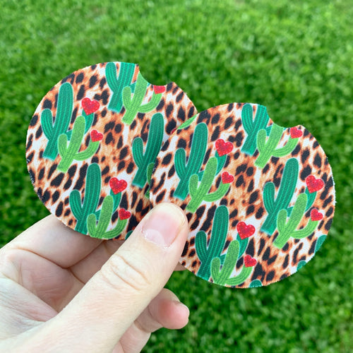 Leopard Cactus Car Coasters