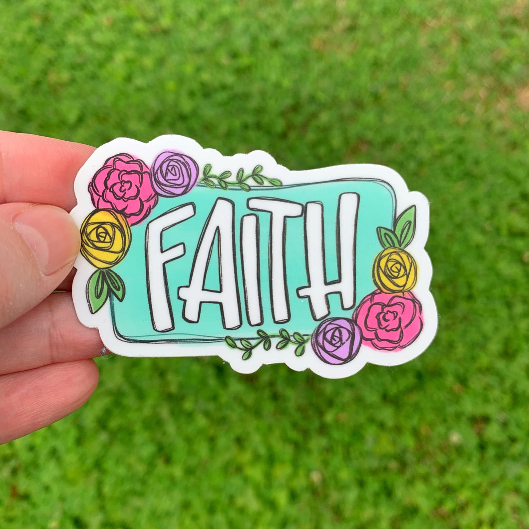 Faith Floral Frame Sticker