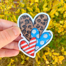 Patriotic Leopard Hearts Sticker