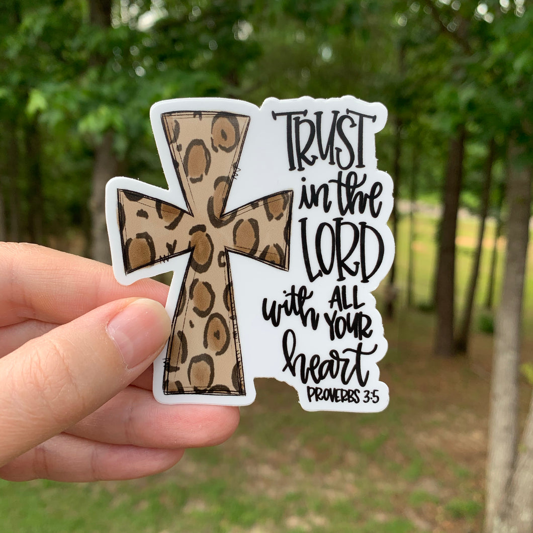 Leopard Cross Sticker