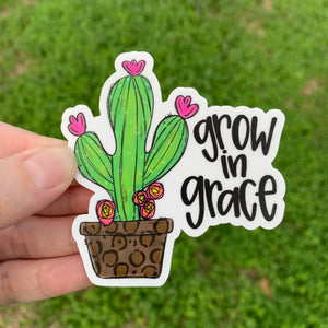 Grow In Grace Cactus Sticker