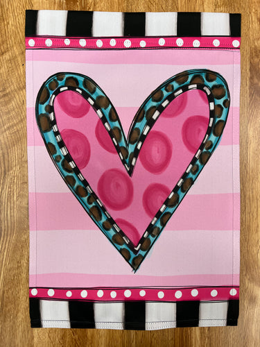 Single sided leopard heart garden flag - with flaw