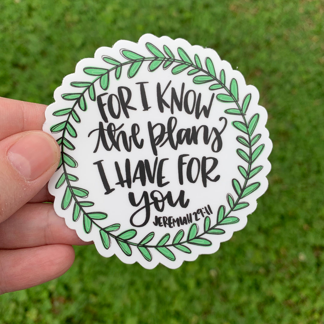 For I Know The Plans Laurel Wreath Sticker