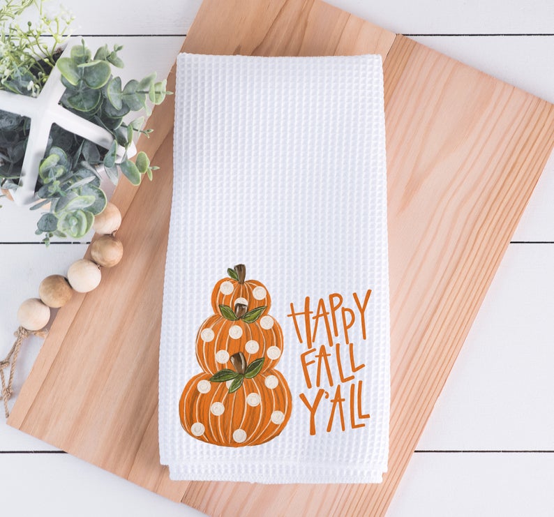 Happy Fall Y’all Pumpkin Stack Kitchen Towel