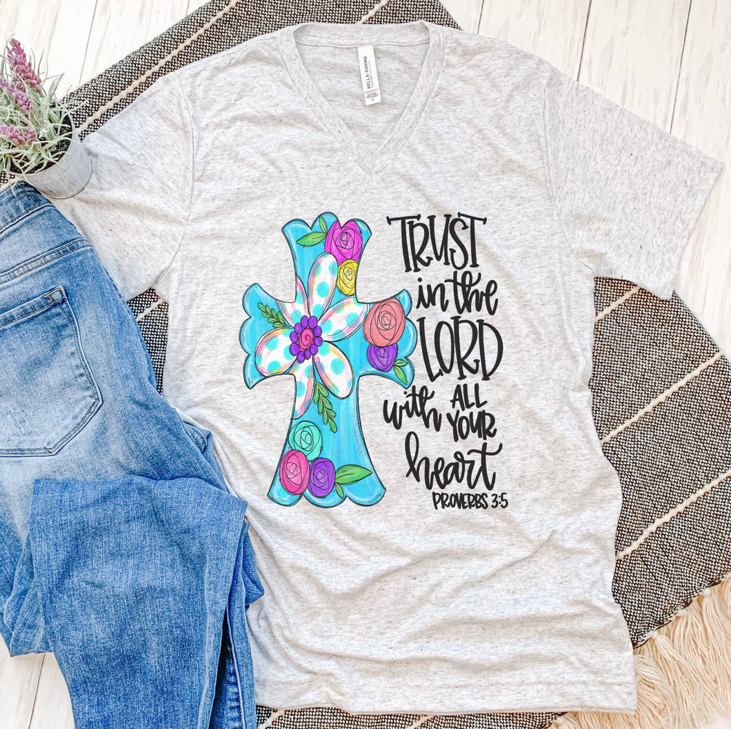 Floral Cross With Bible Verse Tee