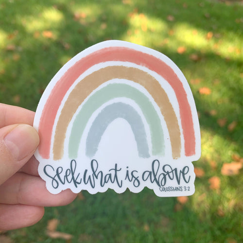 Seek What Is Above Boho Rainbow Sticker