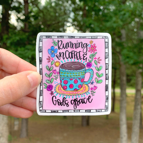 Running On Coffee And God’s Grace Sticker