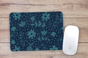 Navy Sketch Floral Mouse Pad
