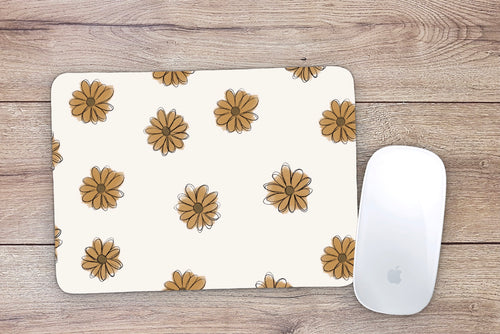 White Boho Daisy Mouse Pad